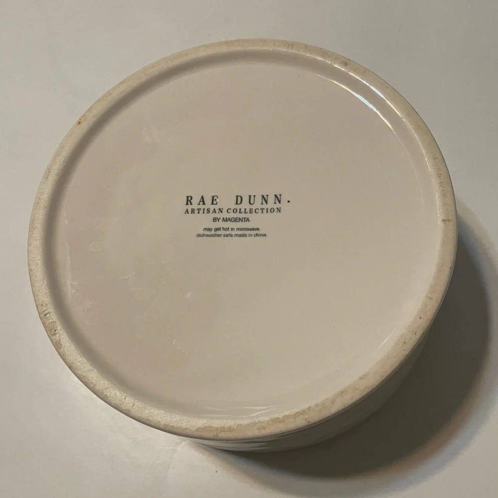 Rae Dunn Artisan Collection Large 6” Diameter Pottery Pet Bowl 3” Deep DEVOUR